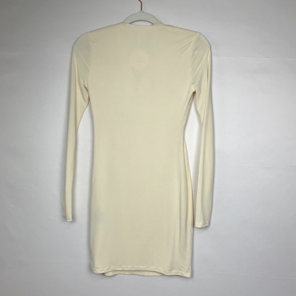 NWT Camila Coelho Ceilo Mini Long Sleeve Bodycon Dress Creme Ivory White XS - Picture 7 of 11